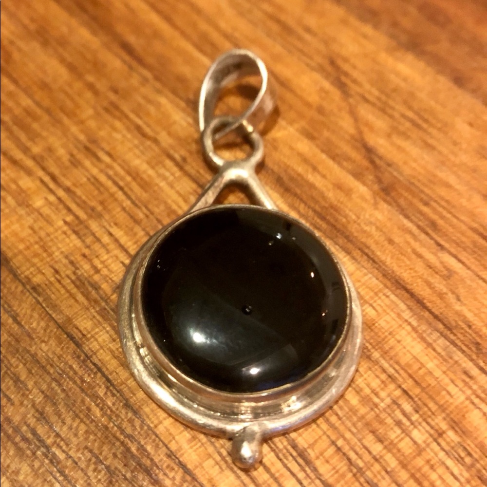 Sterling silver and black onyx pendant